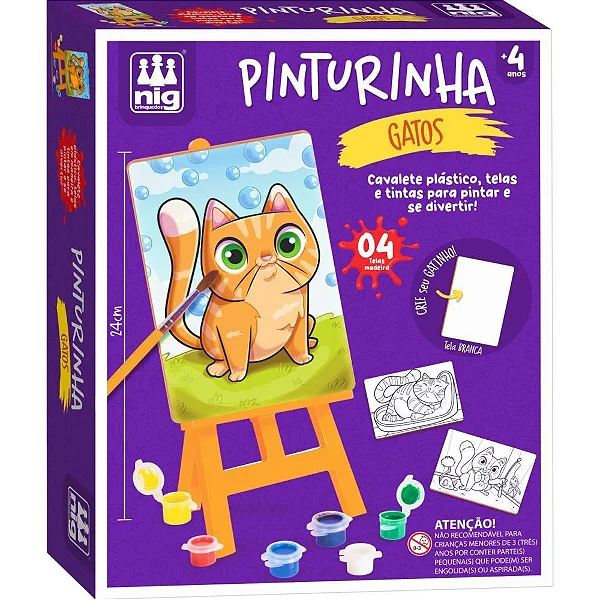 BRINQUEDO PARA COLORIR KIT PINTURINHA GATOS - NIG BRINQUEDOS