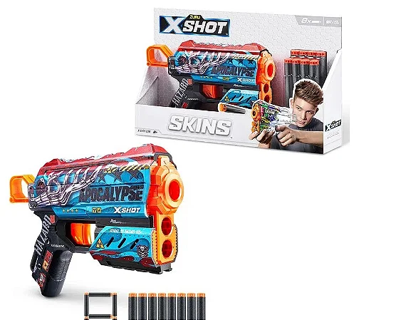 LANÇADOR X-SHOT SKIN FLUX COM 8 DARDOS - CANDIDE