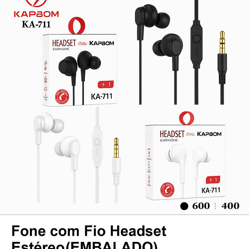 FONE DE OUVIDO COM FIO KAPBOM