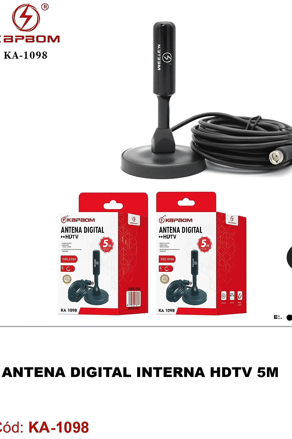 ANTENA DIGITAL INTERNA HDTV 5M KAPBOM