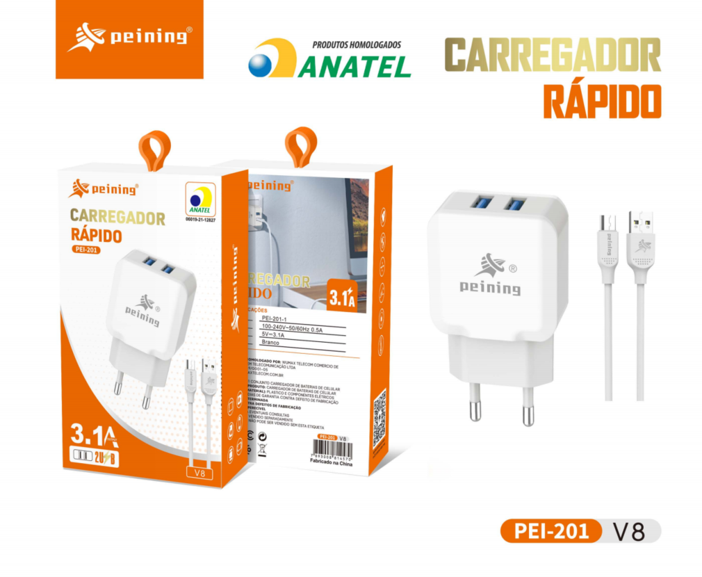 CARREGADOR USB V8 PEINING