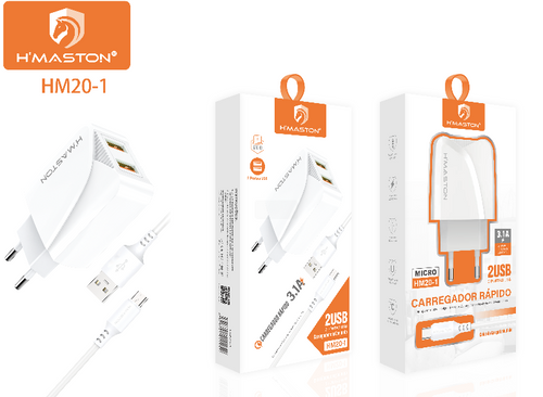 CARREGADOR V8 2USB 3.1A H'MASTON