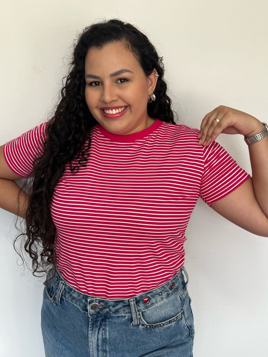 Tshirt  listrada Rosa pink 