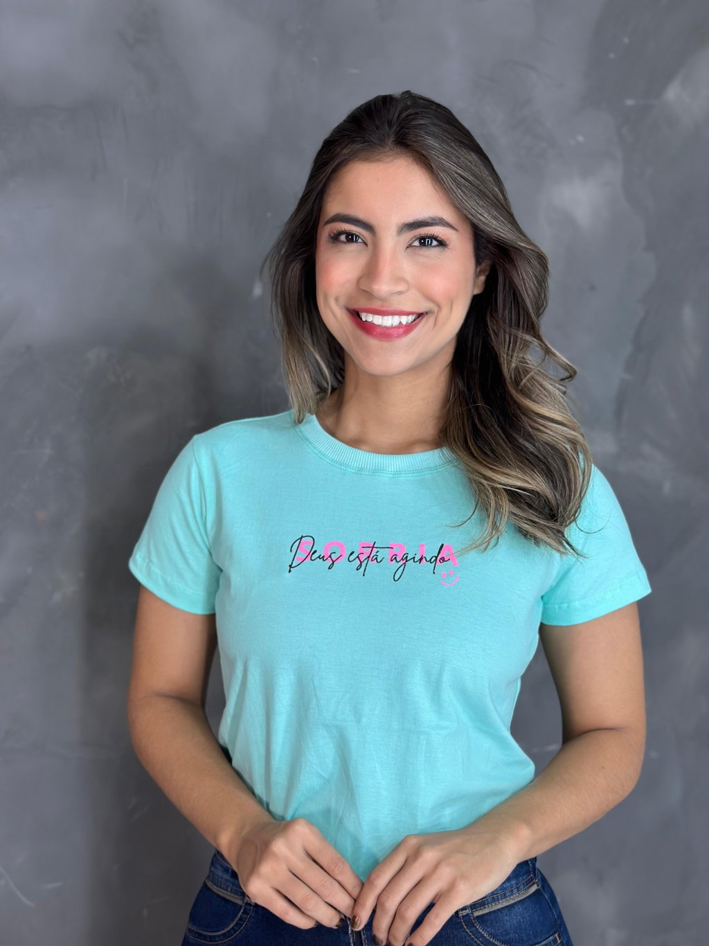 Sorria  Deus esta agindo - Verde bebê 