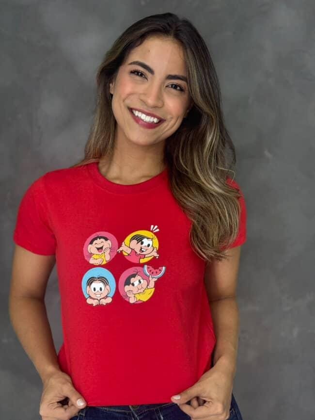 Tshirt silcada turma da Monica vermelha 
