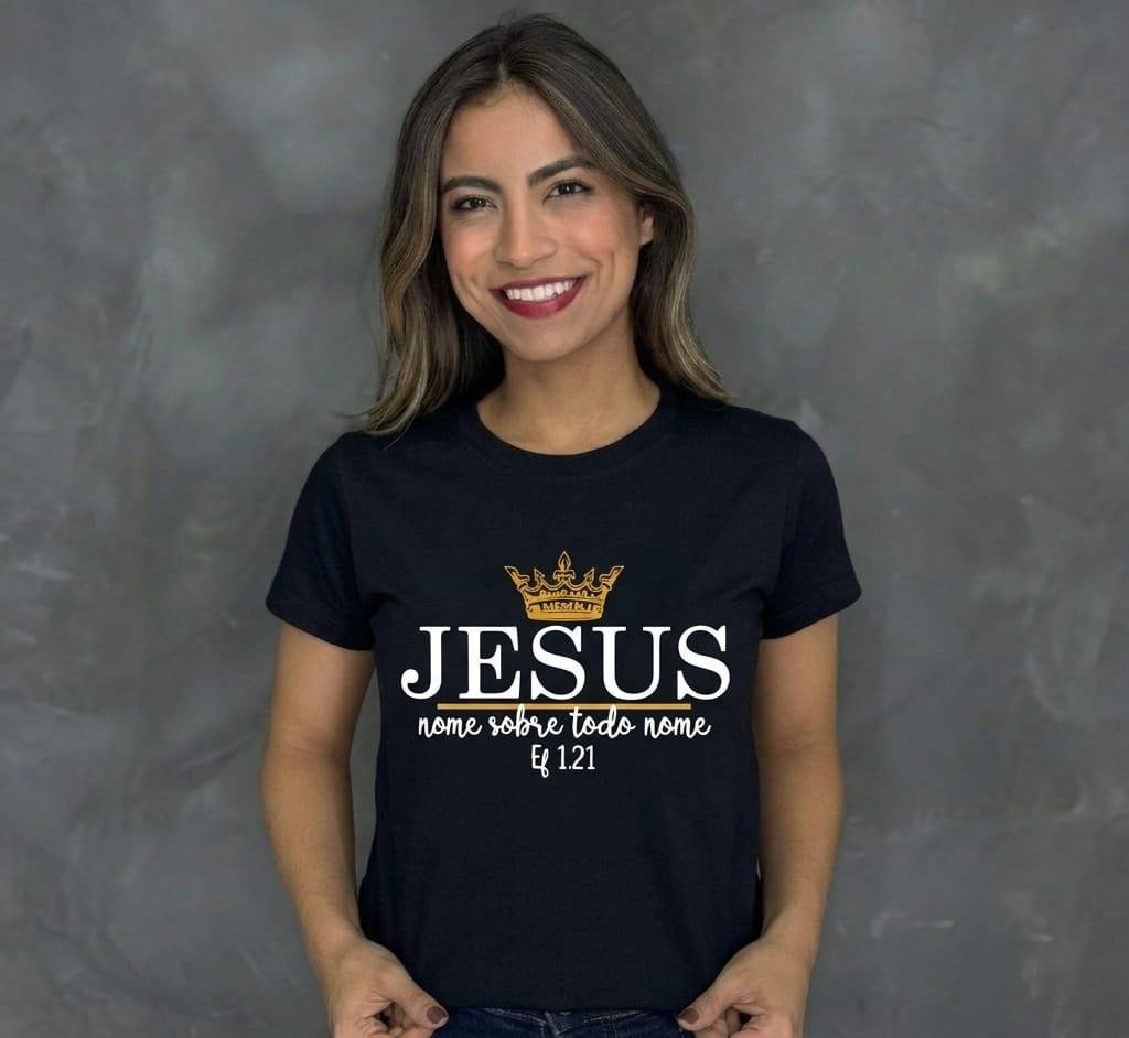 Tshirts silcada preta Jesus Ef 121
