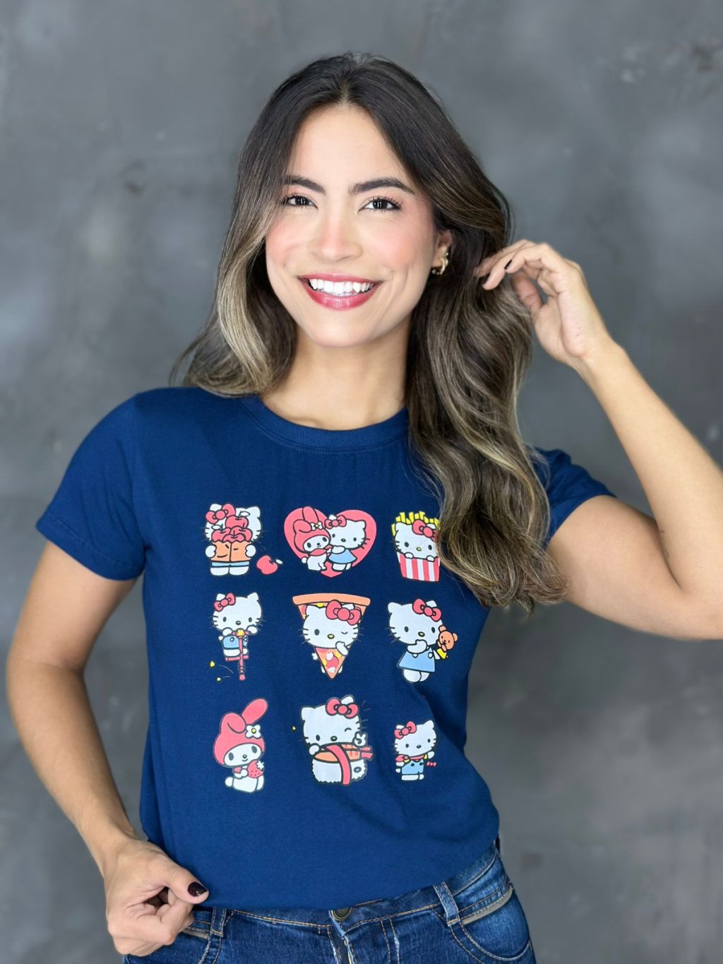 T-shirts silkadas azul marinho Hello kids 