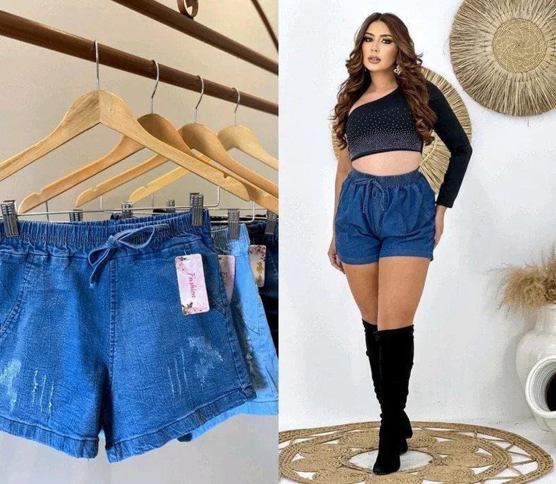 SHORT JEANS C/ELÁSTICO NA CINTURA REF:352