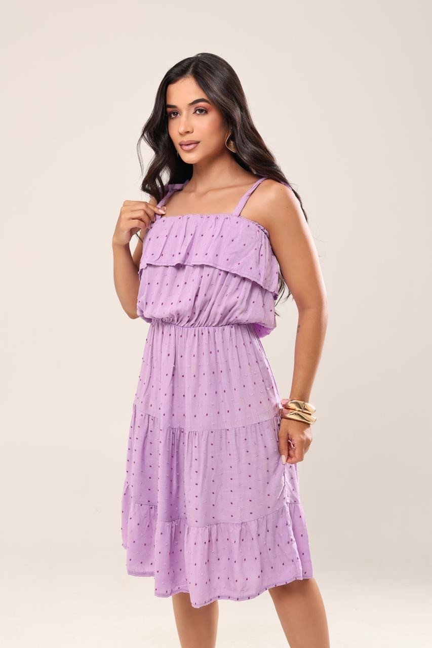 VESTIDO PIPOCA 3 MARIAS C/ BABADO REF: 4421🔴