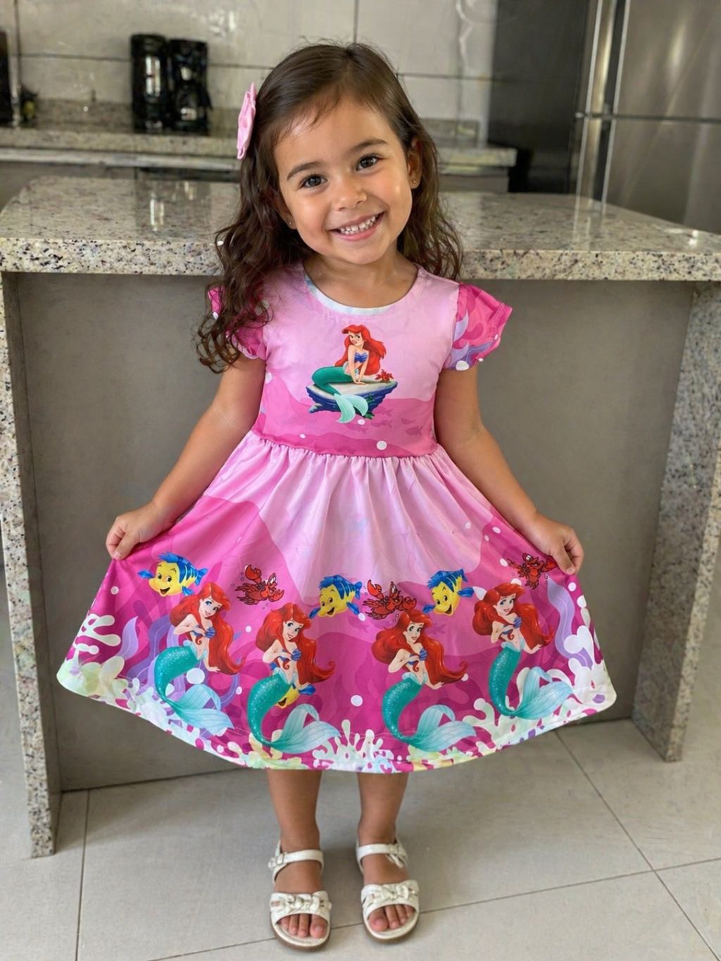 VESTIDO INFANTIL MANGA C/ TEMAS REF:124