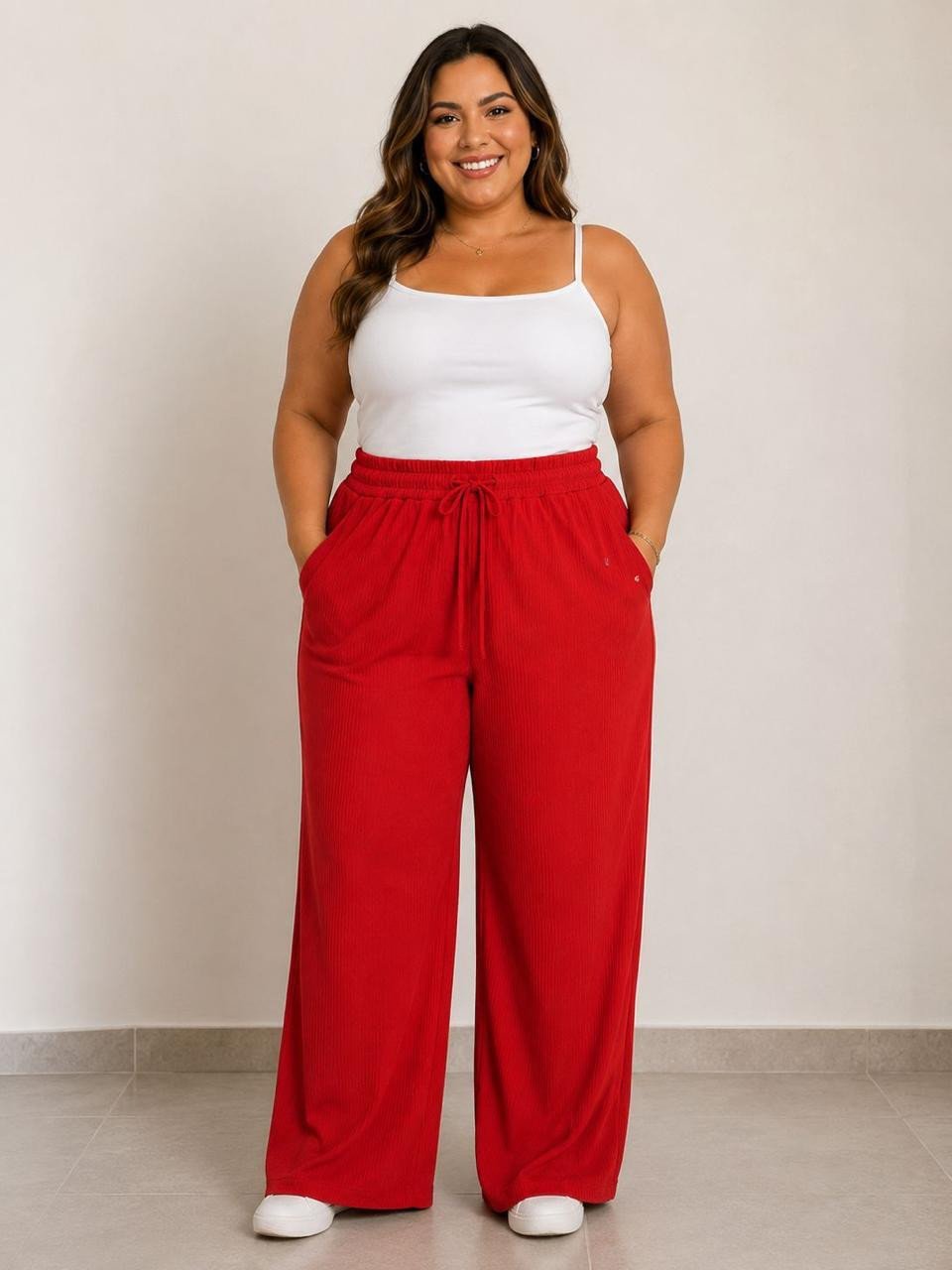 CALÇA CANELADA COM BOLSO REF: 09