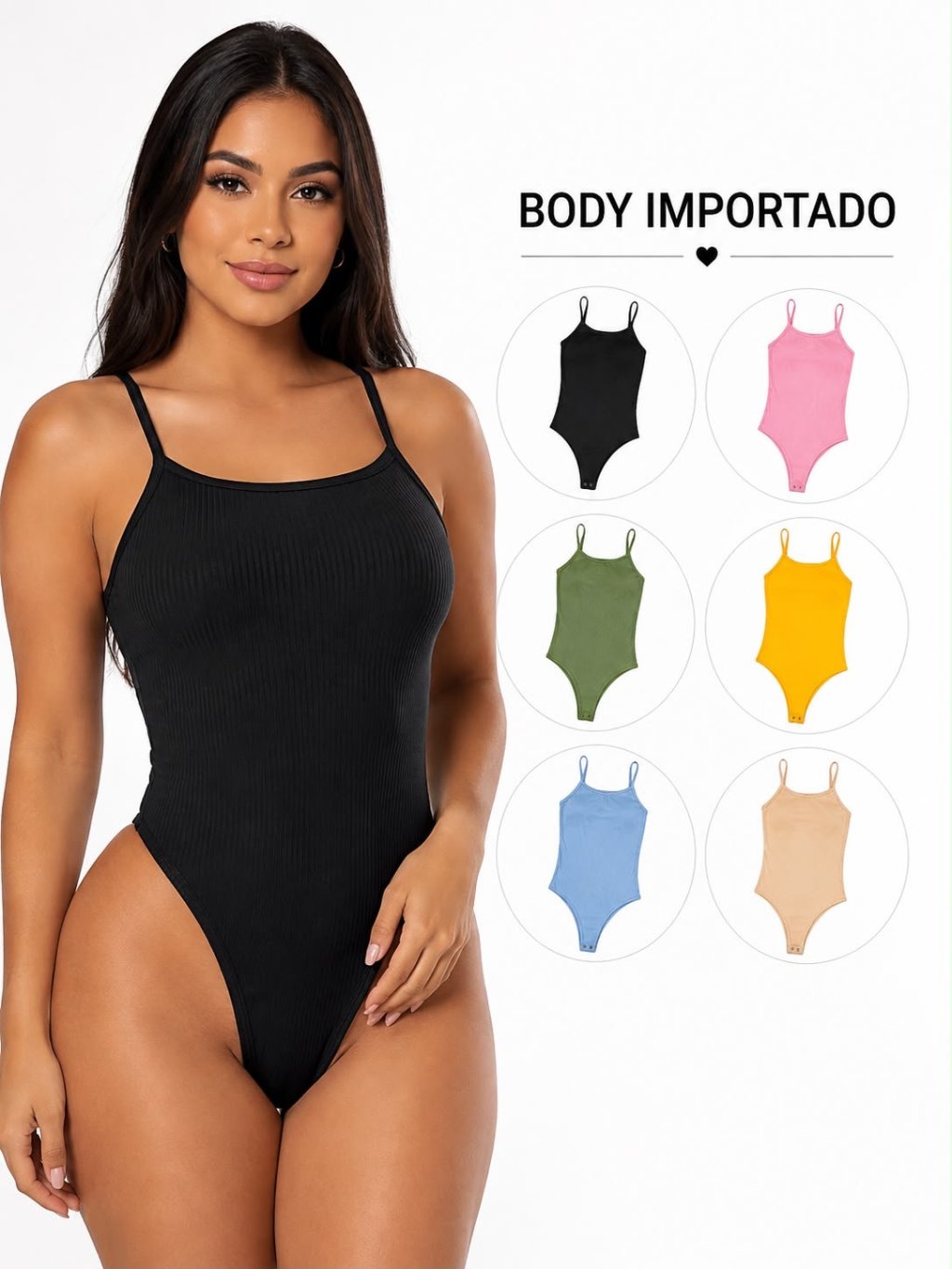BODY ALÇA CANELADA REF: 8060 