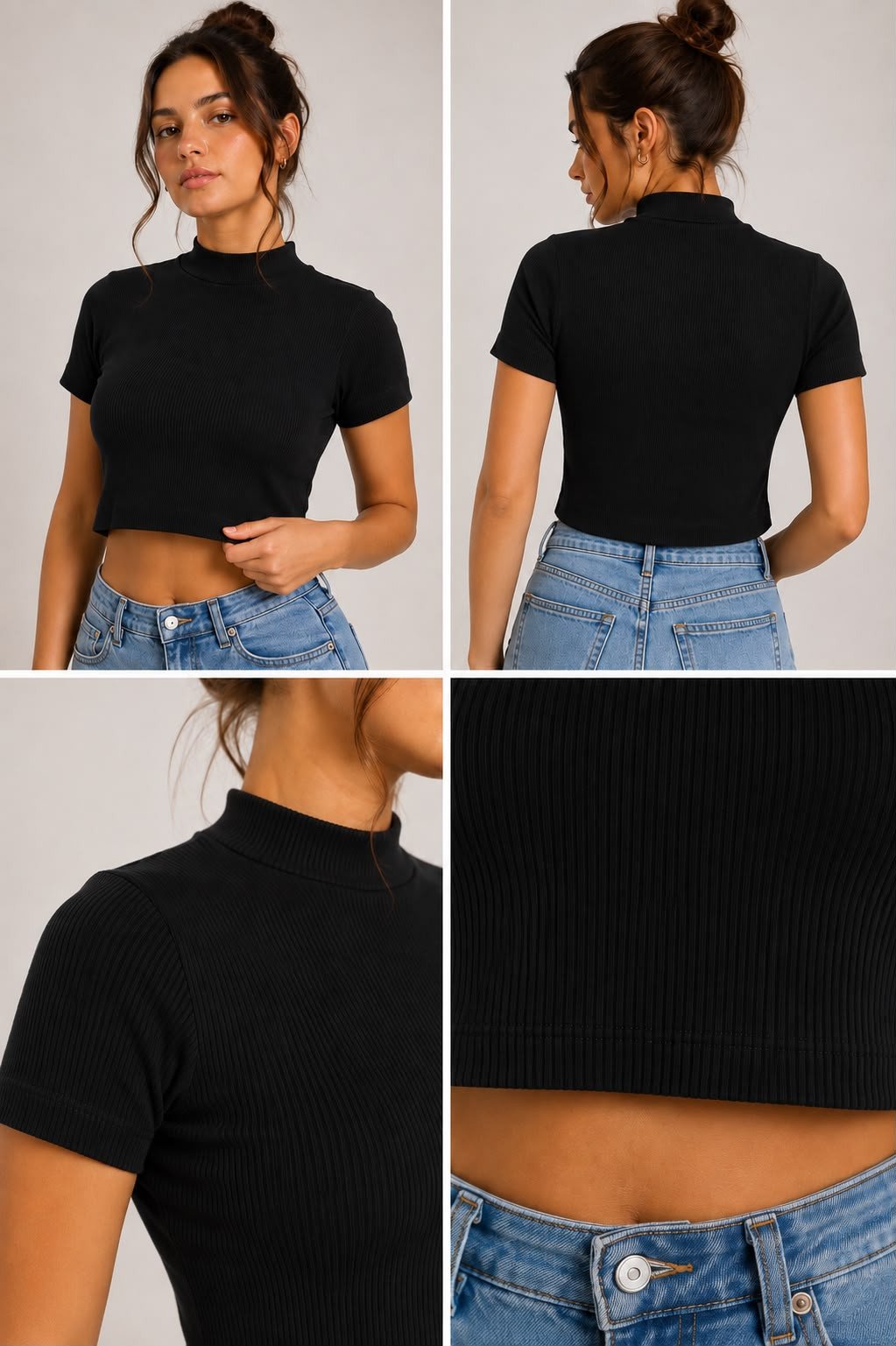 BLUSA GOLA ALTA CANELADA REF: 181