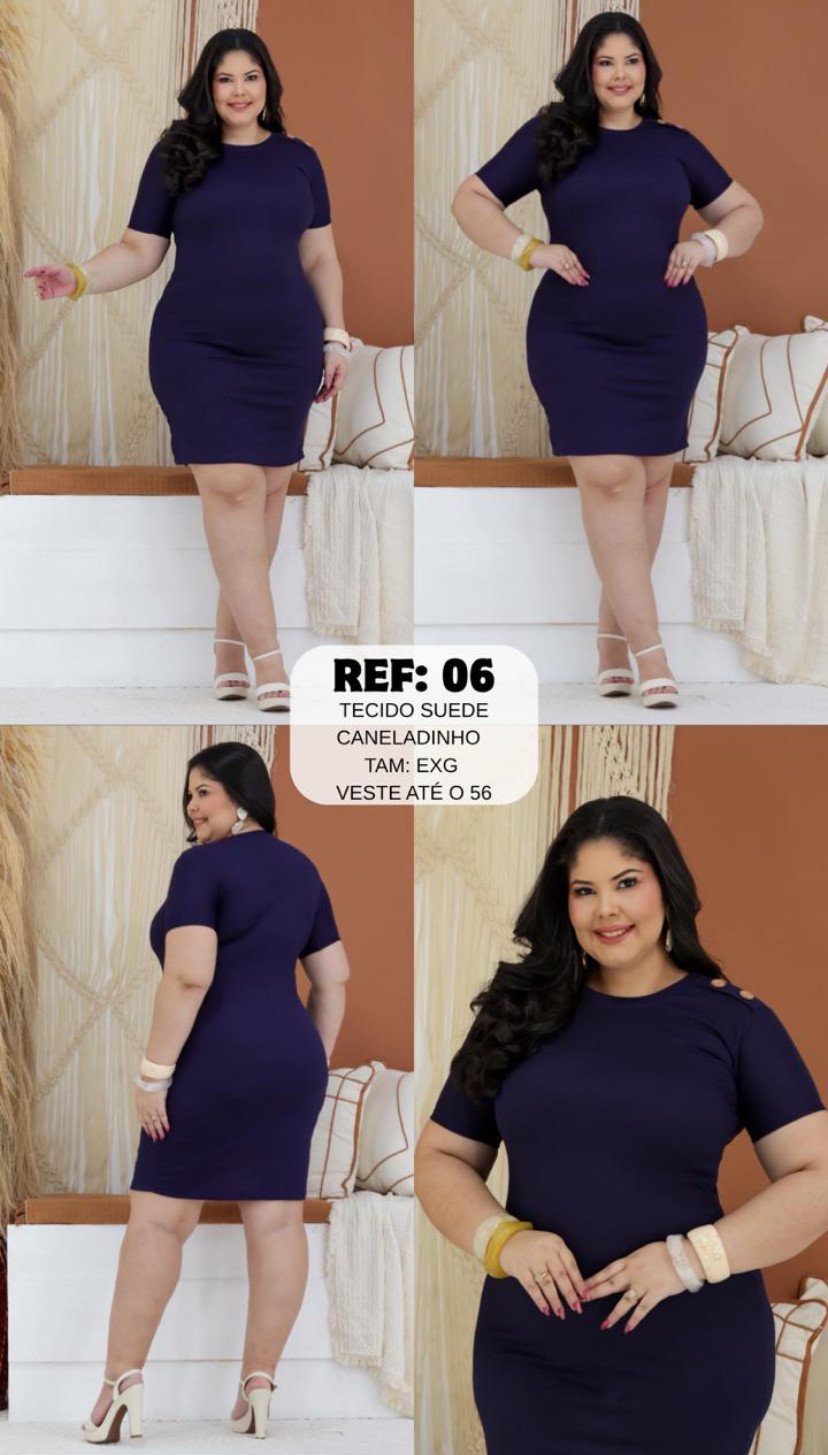 VESTIDO CANELADINHO PLUS REF:.06 