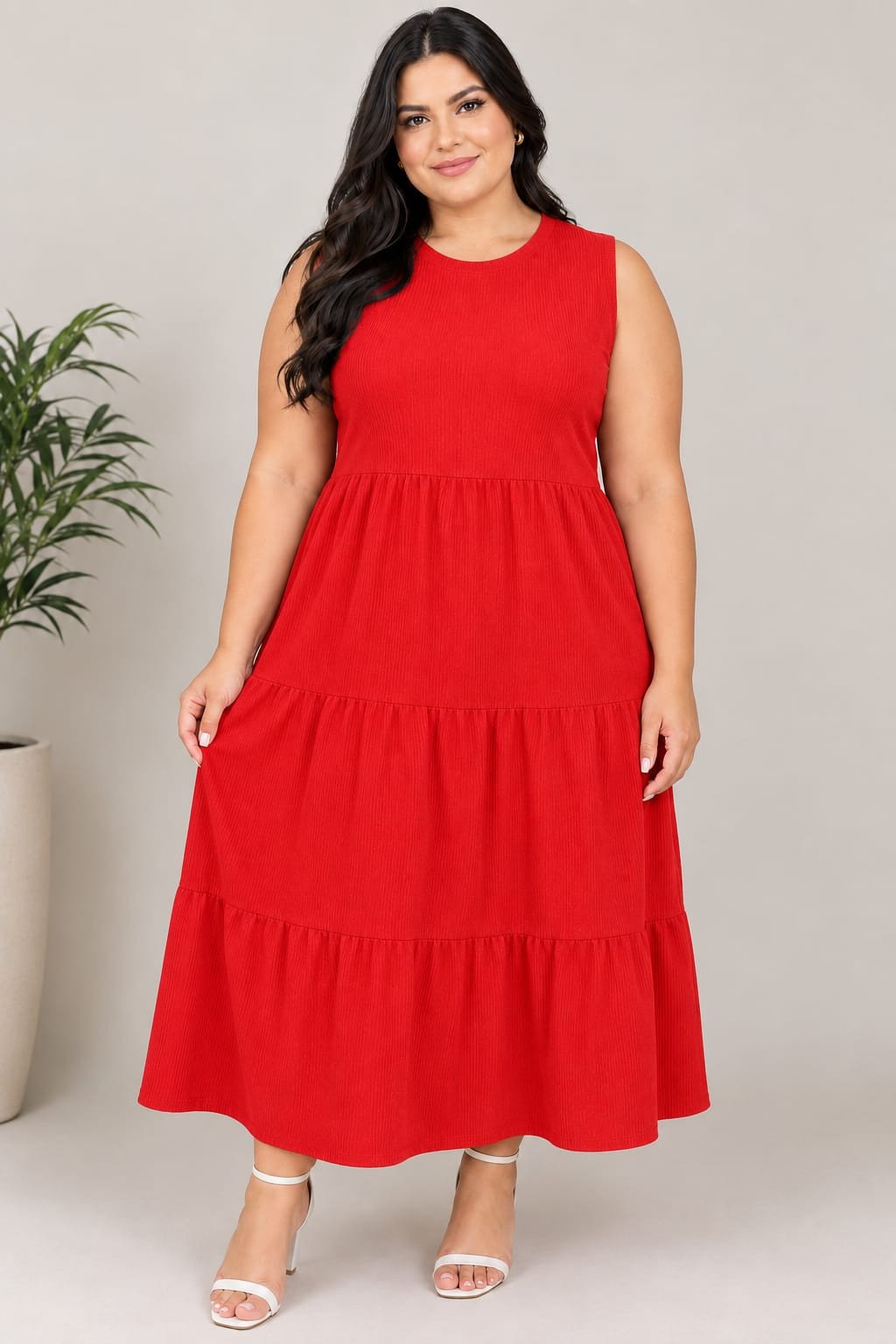 VESTIDO CANELADO PLUS GOLA ALTA REF:Z3L14