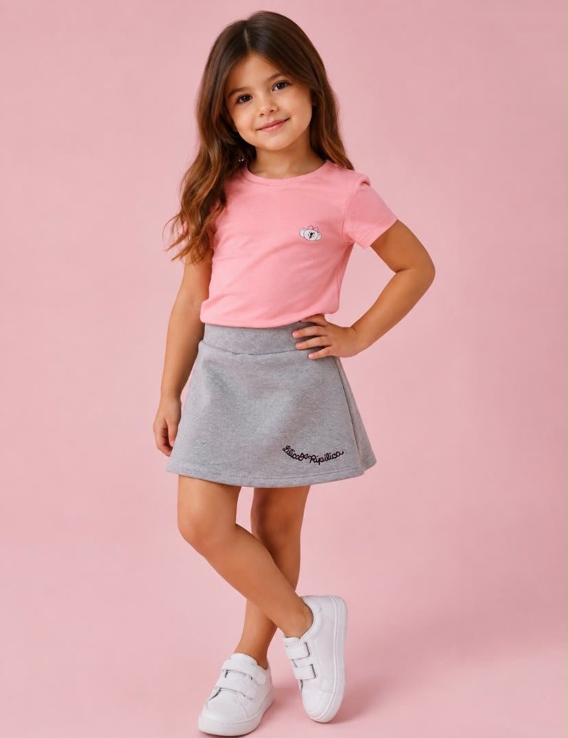 CONJUNTO INFANTIL FEMININO SAIA REF:71V1📍