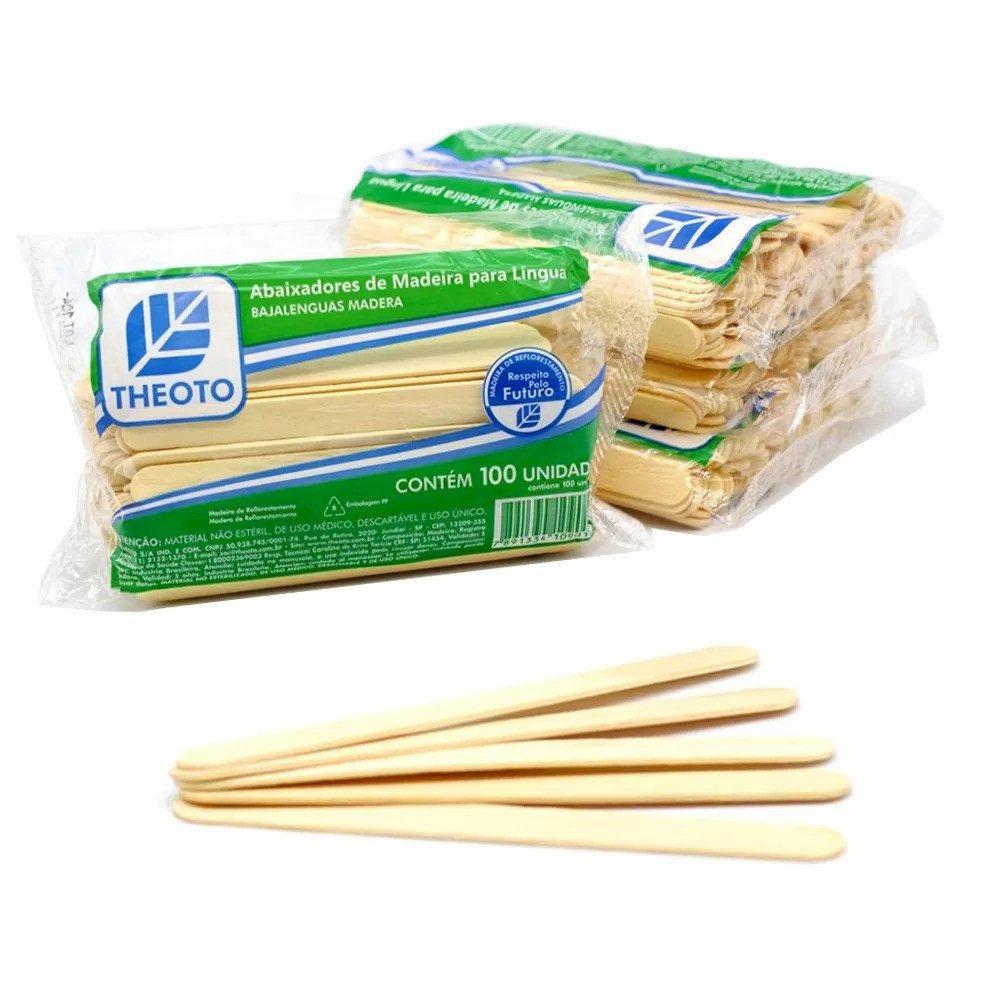 Palito abaixador de língua theoto - pct c/ 100 un