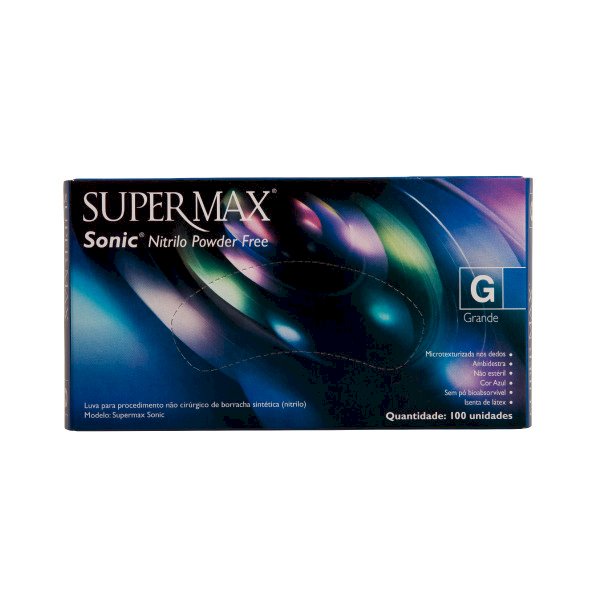 Luva Nitrilica Super Max Sonic - Cx c/ 100 Un
