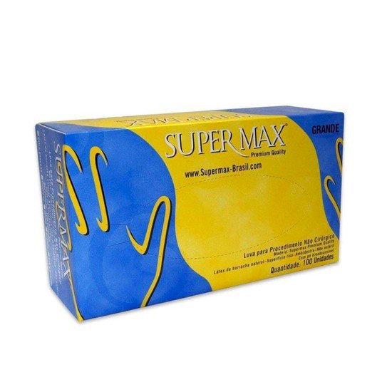 Luva latéx Super Max com pó - Cx c/ 100 Un