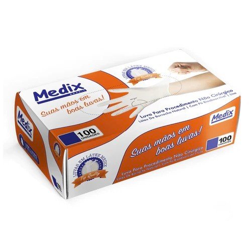 Luva latéx Medix com pó - Cx c/ 100 Un