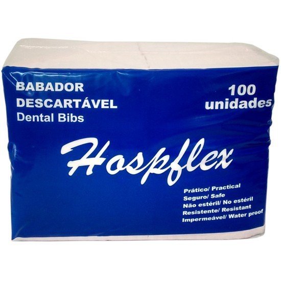 Babador descartável Dental Bibs Hospfllex - Branco 100Un