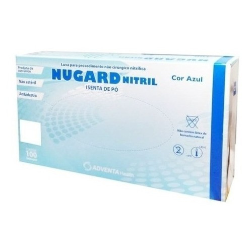 Luva Nitrilica Azul Nugard - Cx c/ 100 Un