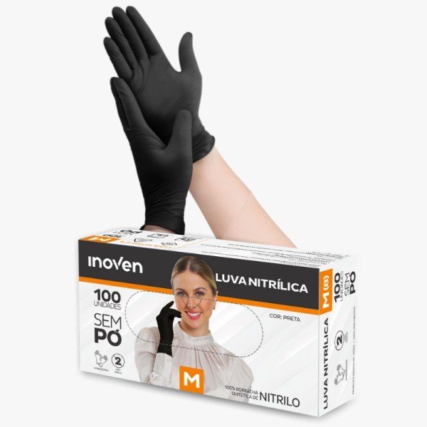 Luva Nitrilica Black Unigloves - cx c/100un