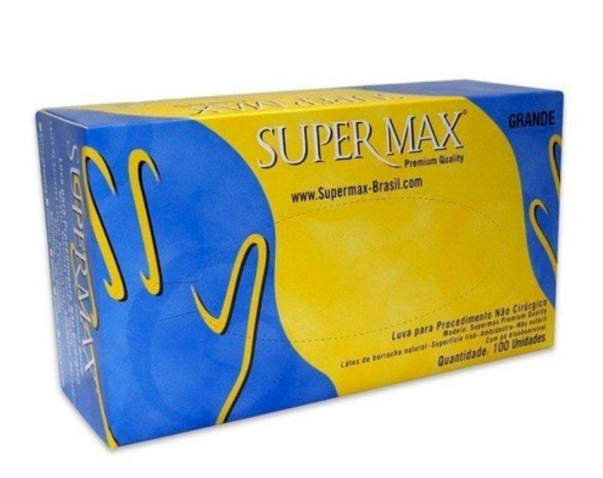Luva latéx Super Max com pó - Cx c/ 100 Un  TAMANHO G