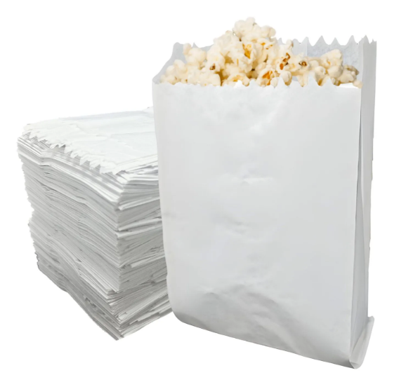 SACO DE PAPEL BRANCO PARA PIPOCA 