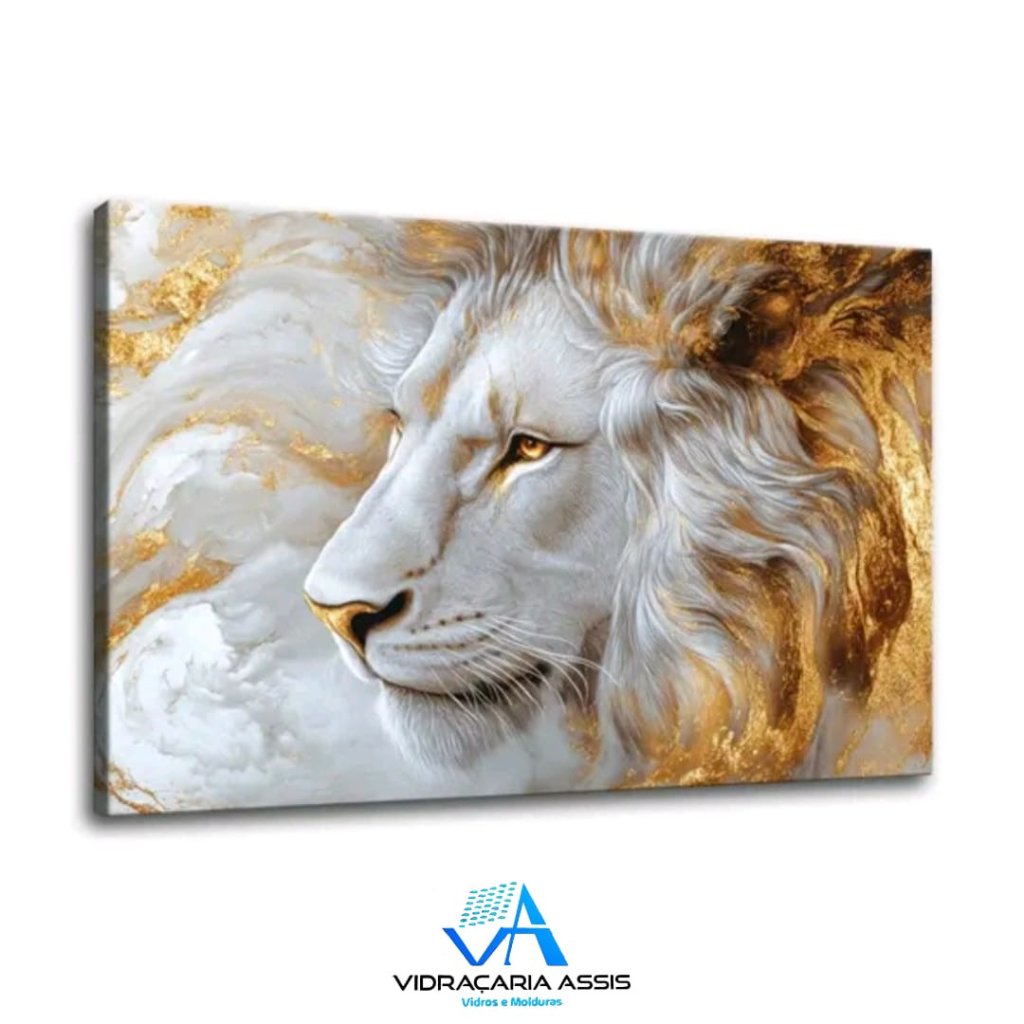 Tela decorativa Leão branco