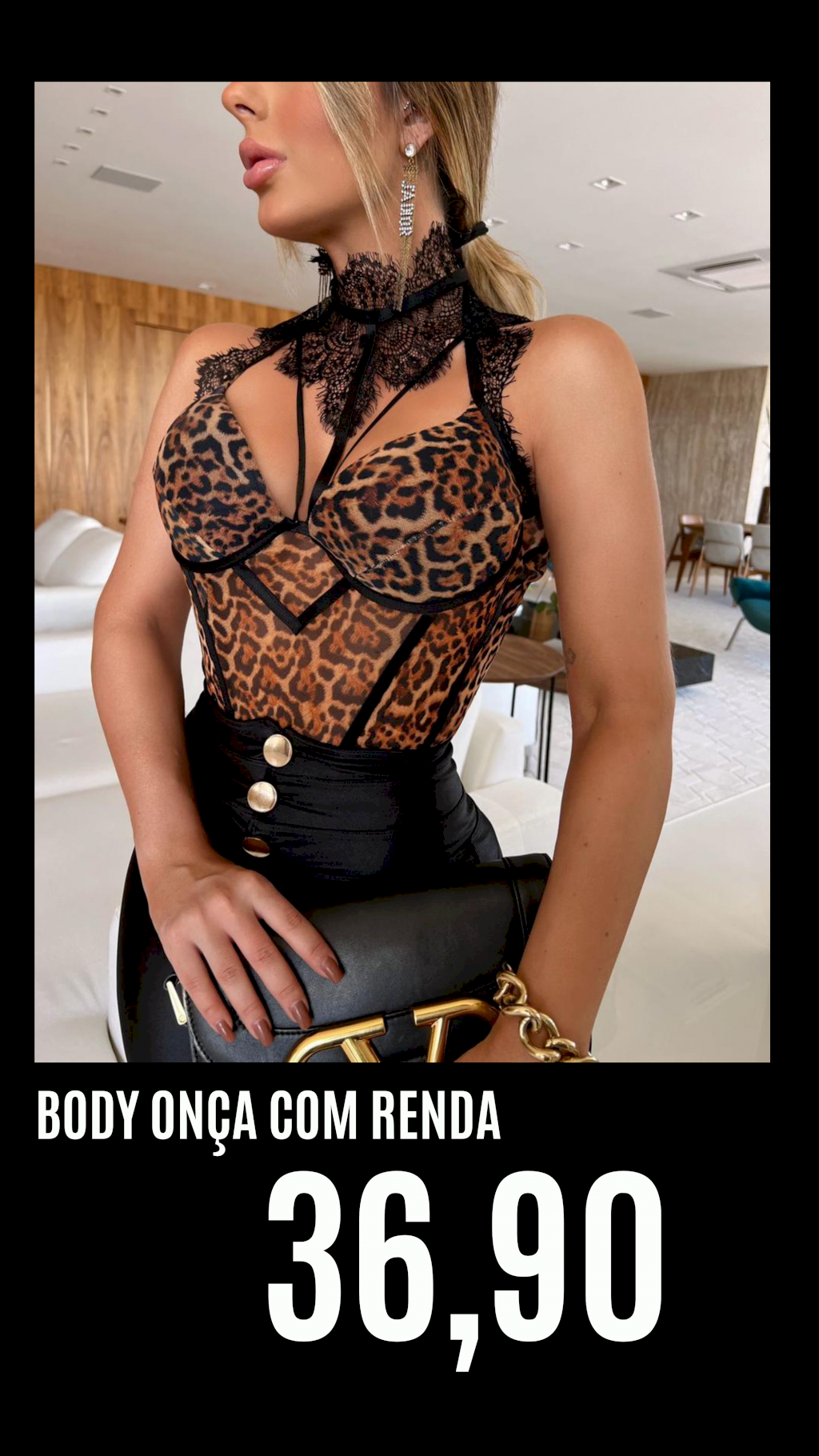Body Renda com Onça 