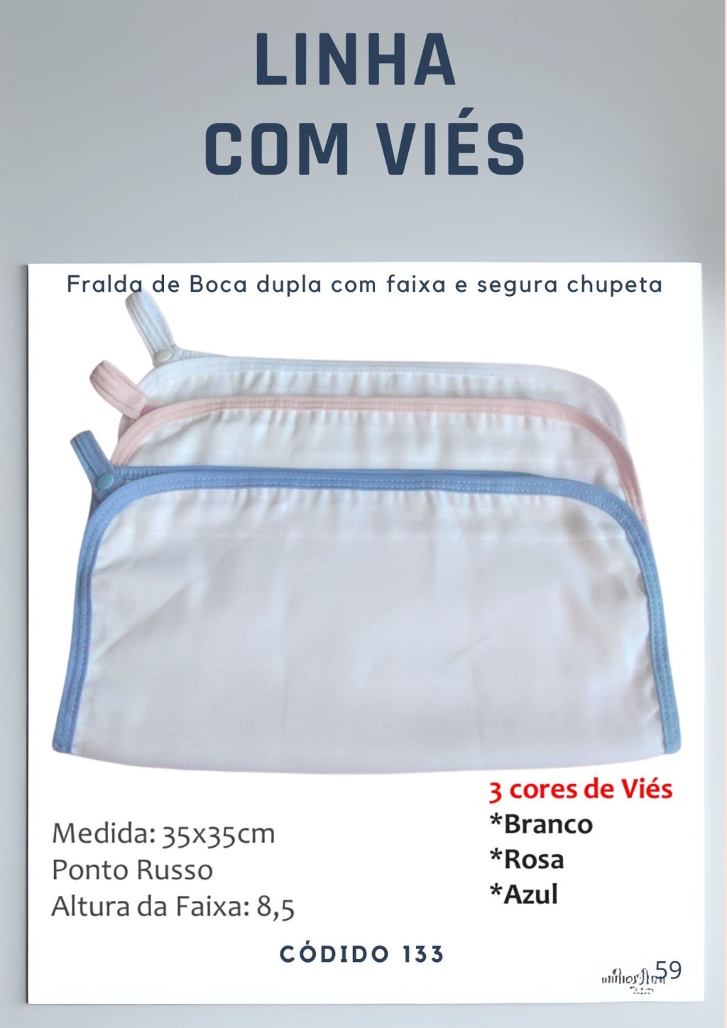 Fralda de Boca duplo com viés e segura chupeta 