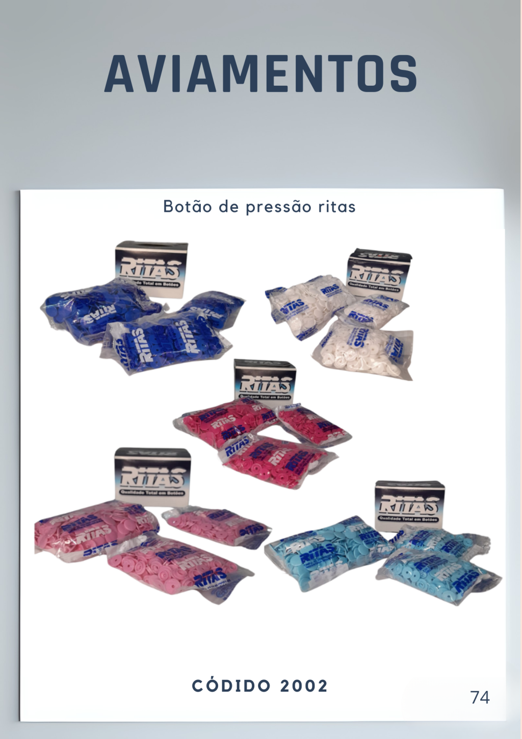 BOTÃO DE PRESSÃO RITAS cx c/ 200 conjuntos