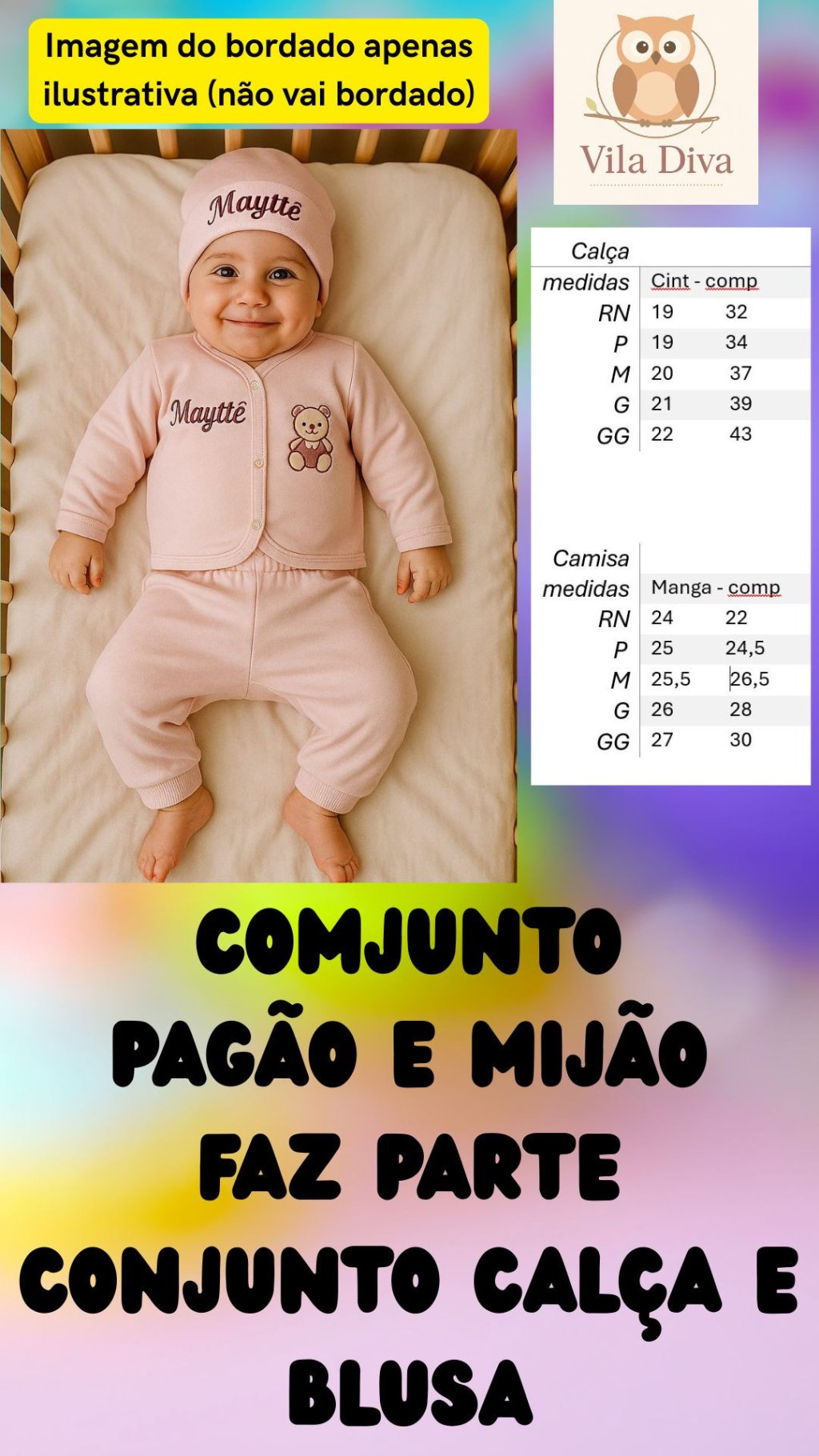 Conjunto Pagão+Mijão (inclui conj 1 calça+1 blusa)