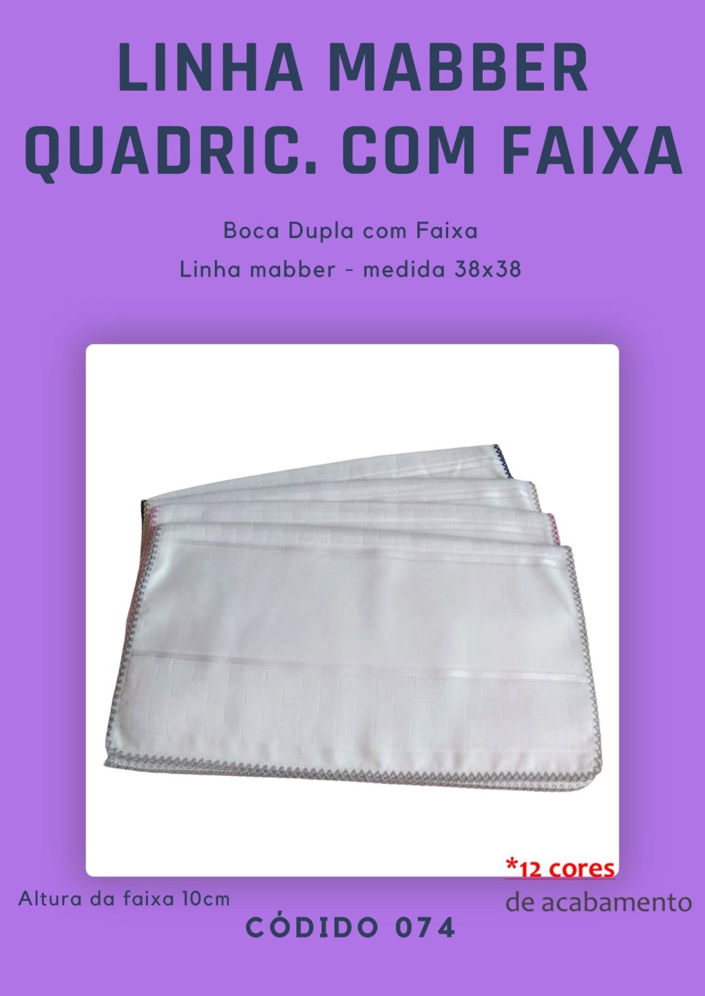 Fralda de Boca Quadriculado c/ Faixa dupla Mabber 