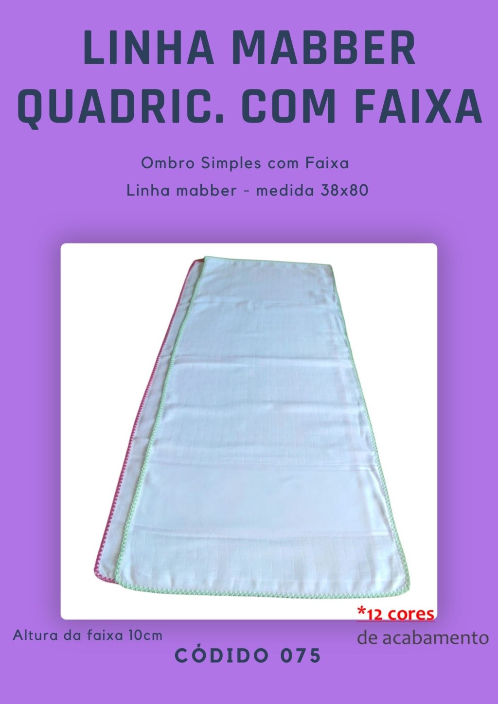 Fralda de Ombro Quadriculado c/ Faixa  Mabber 