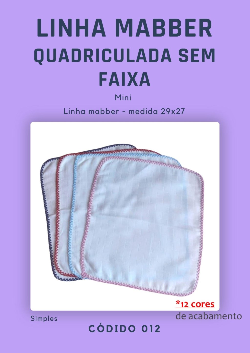  Mini Fralda Boca Quadriculado sem faixa mabber