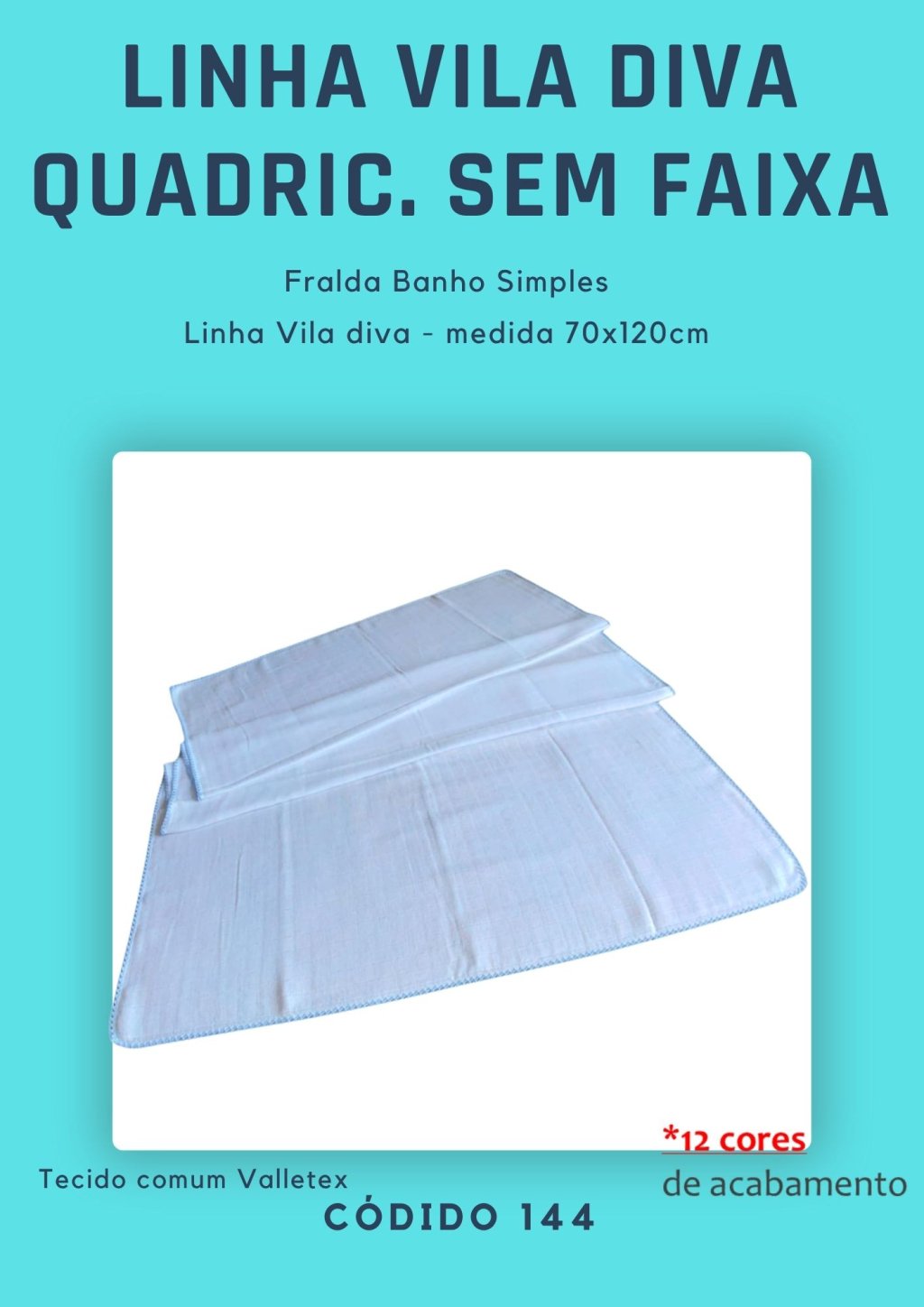 Fralda de Banho simples quadriculada sem faixa Vila Diva 