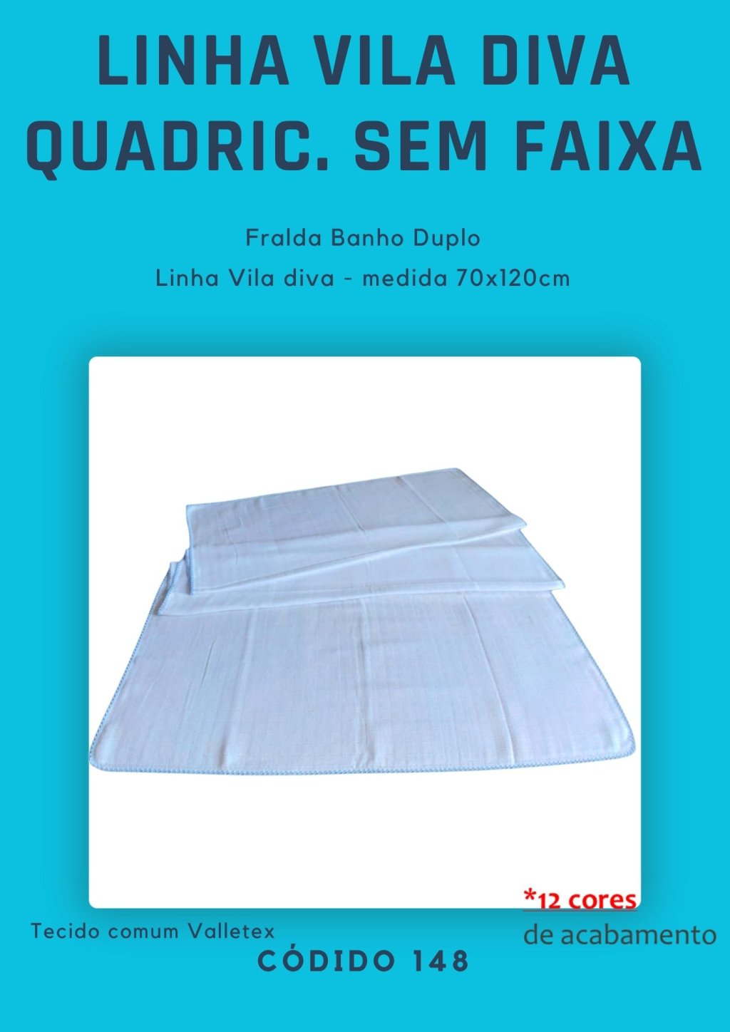 Fralda de Banho Quadriculada Duplo  sem faixa Vila Diva 