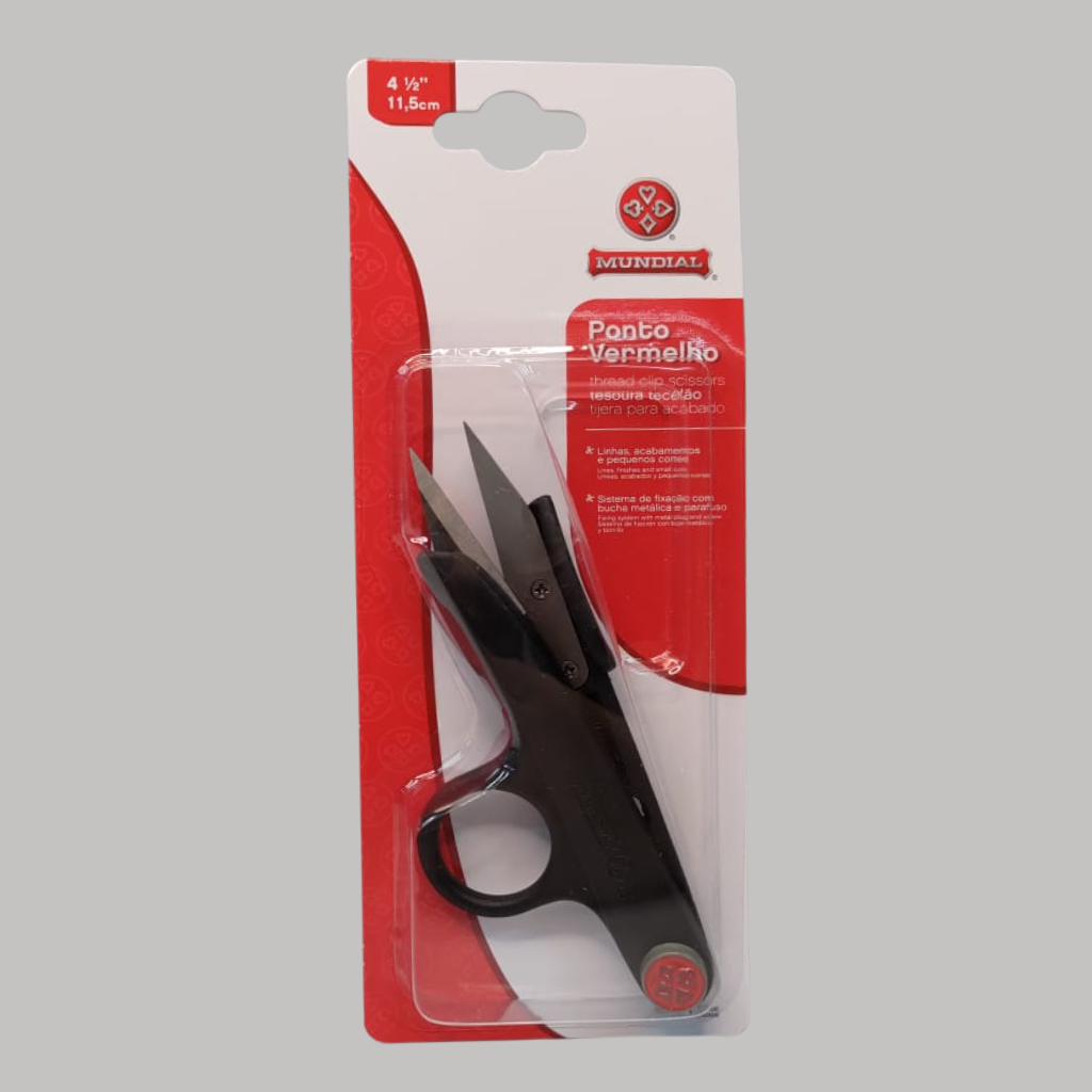 TESOURA TECELAO FIO LISO PRETA PONTO VERMELHO MUNDIAL 11,4CM 601N-4.1/2