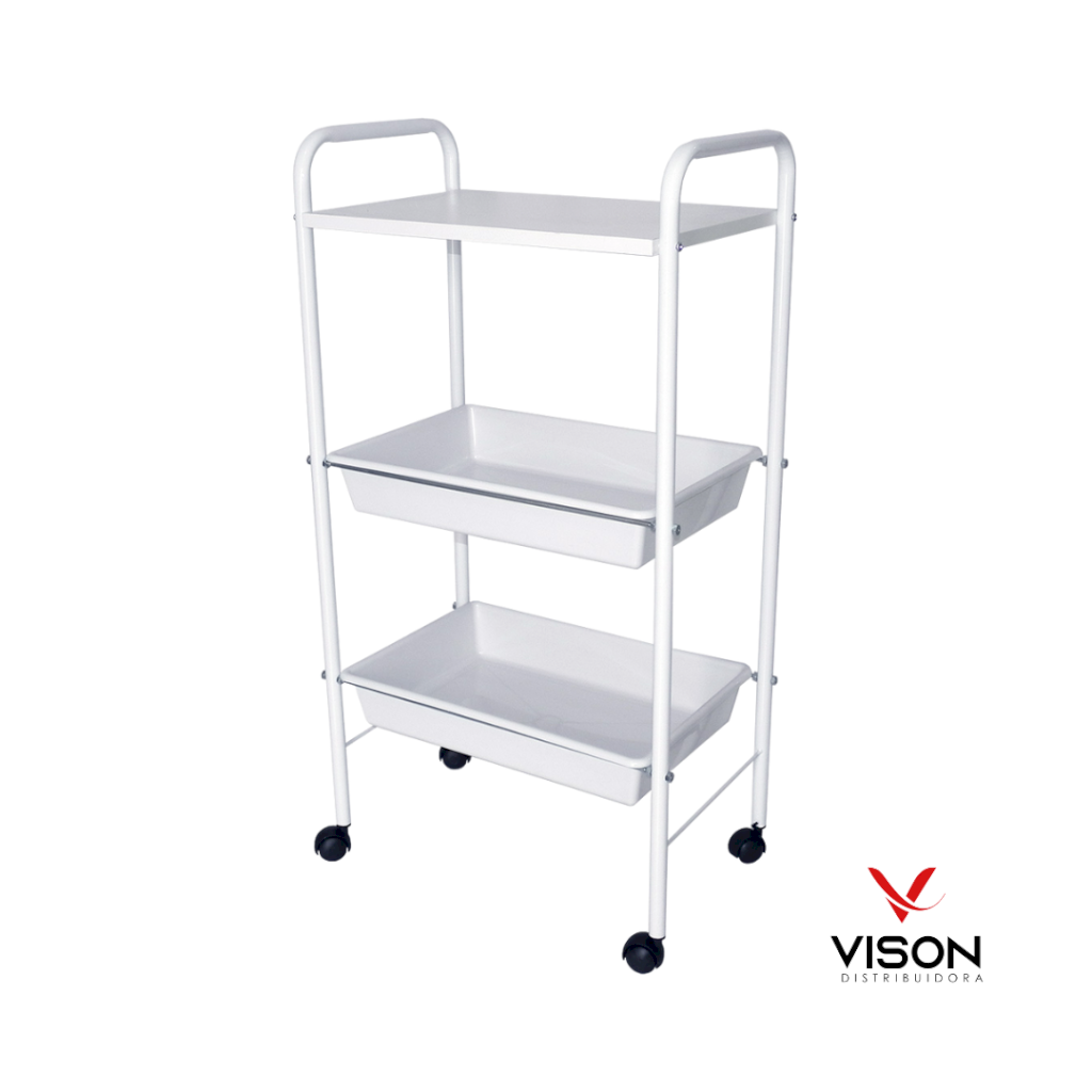 Carrinho Auxiliar Estética Branco 1 Tampo