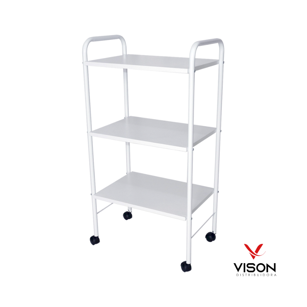 Carrinho Auxiliar Estética Branco 3 Tampos