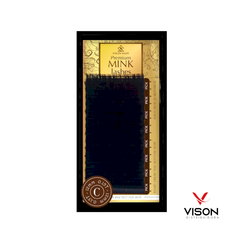 Cílios Mink Seda Fio a Fio 0.15 Curvatura C 12mm 16 Linhas