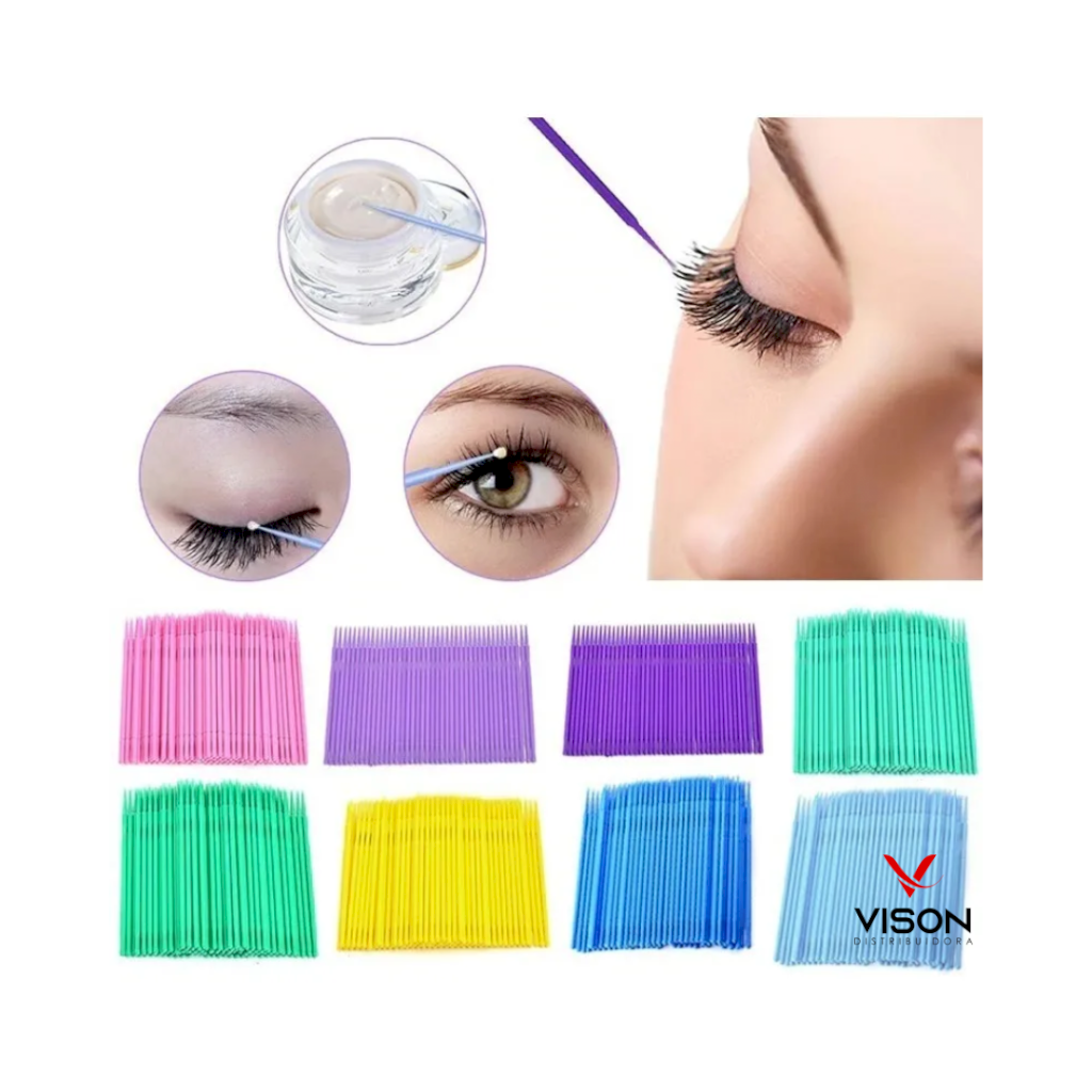 Pincel Microbrush para Extensão de Cílios Pct.100 Unidades
