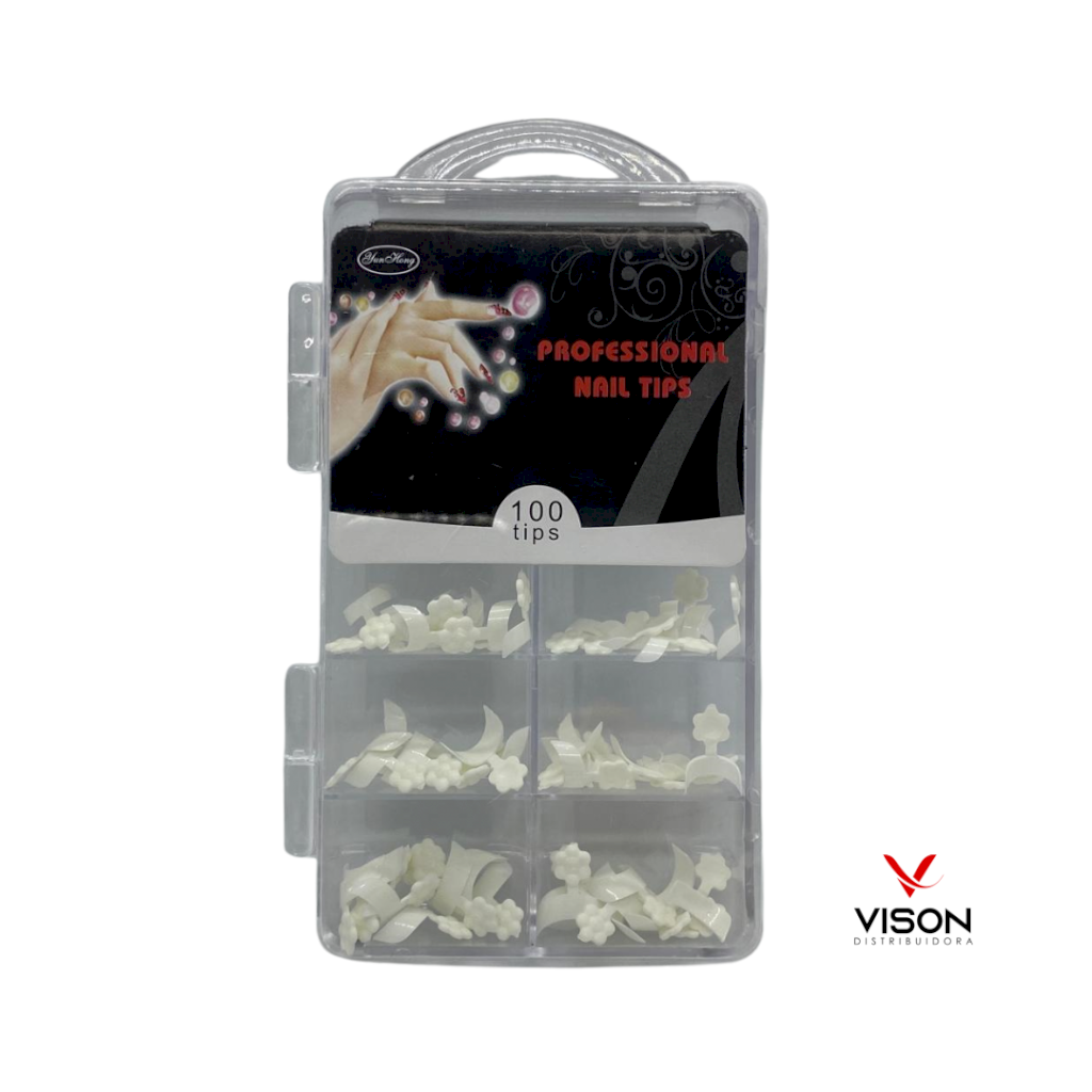 Tips de Unha Francesinha Branca Cx. 100 Unidades