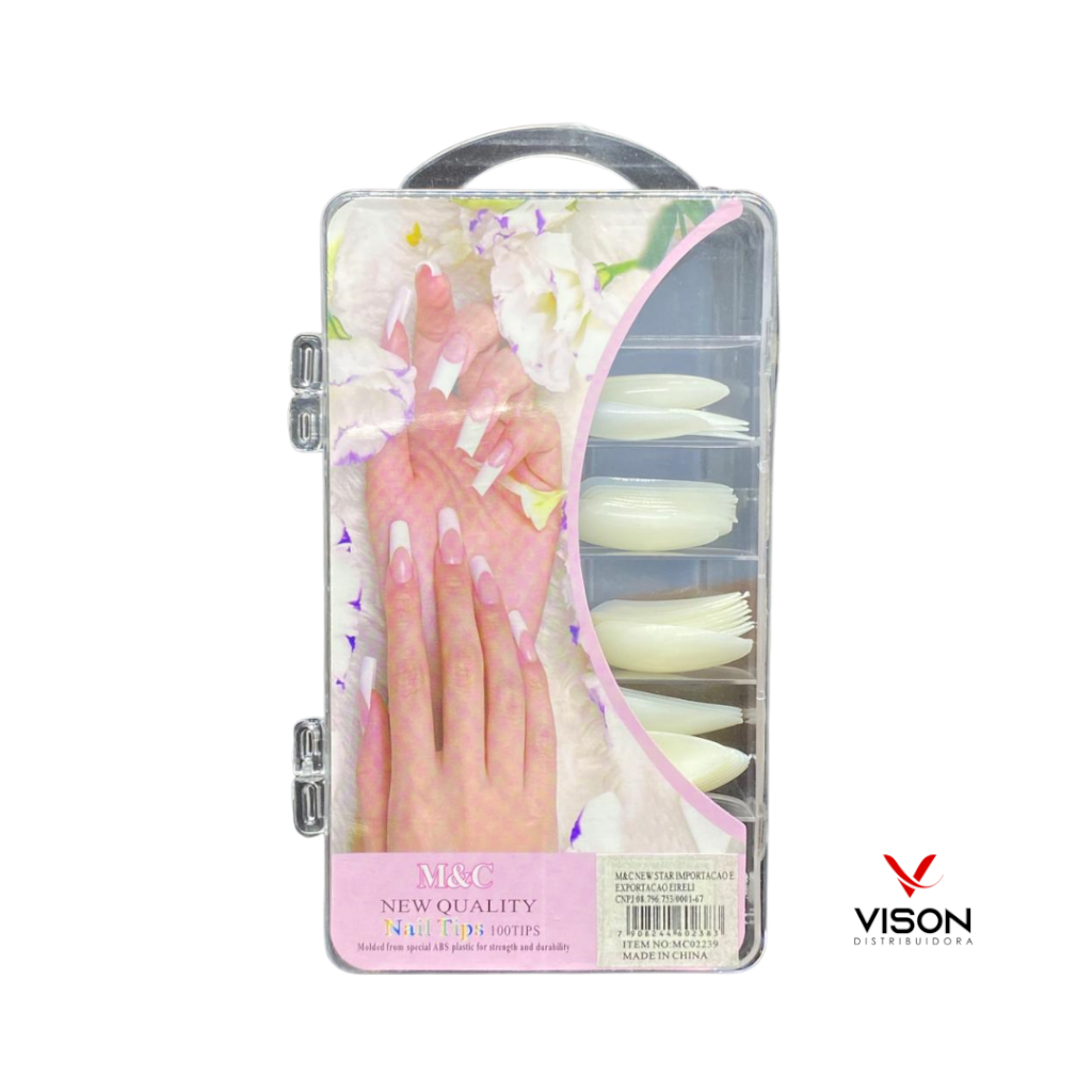 Tips de Unha Sorriso Leitosa Cx. 100 Unidades