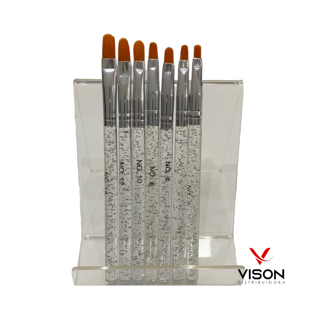 kit Pincéis para Unha Língua de Gato 7 Unidades