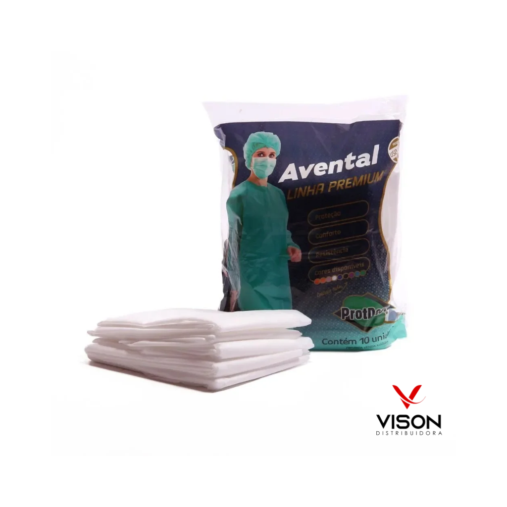 Avental Descartável Branco Sem Manga Protdesc - Pct. 10 Unidades