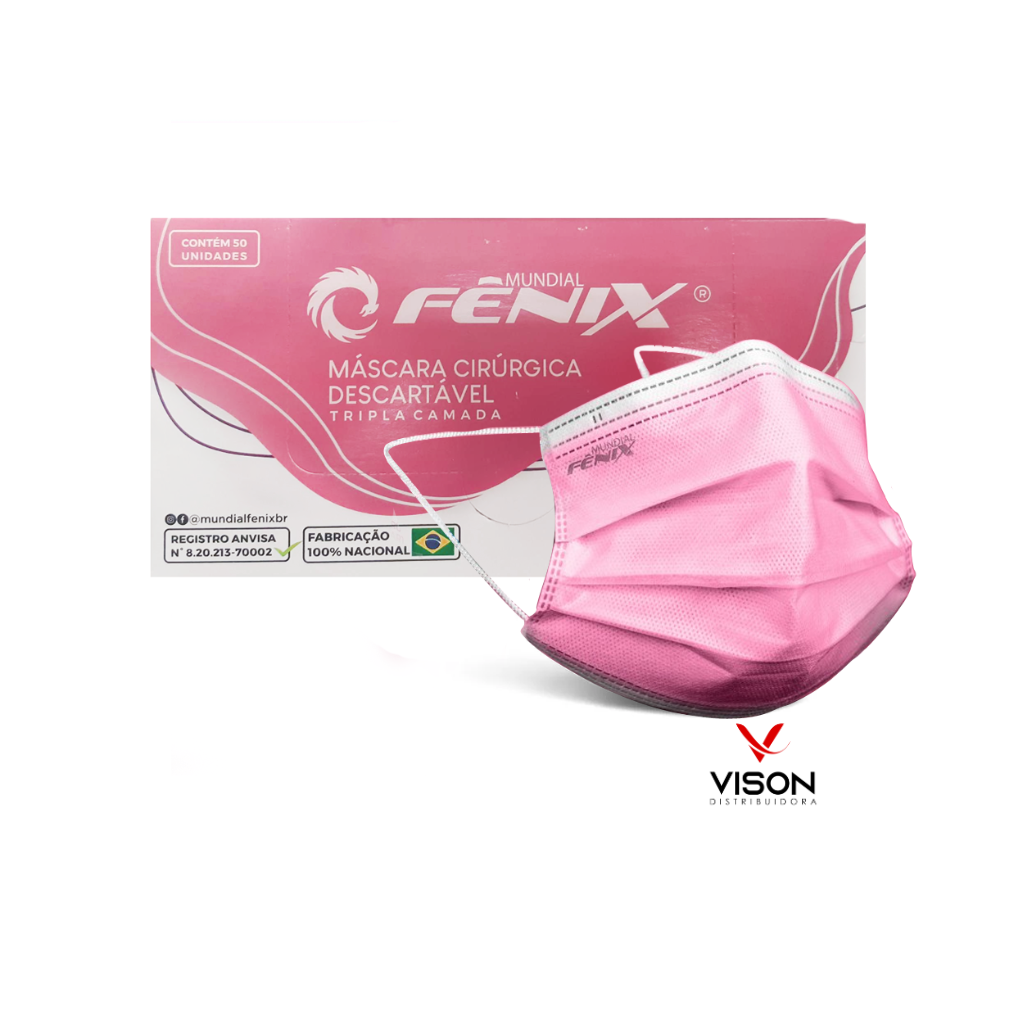 Máscara Facial Descartável Branca Tripla Fênix Cx. 50 Unidades