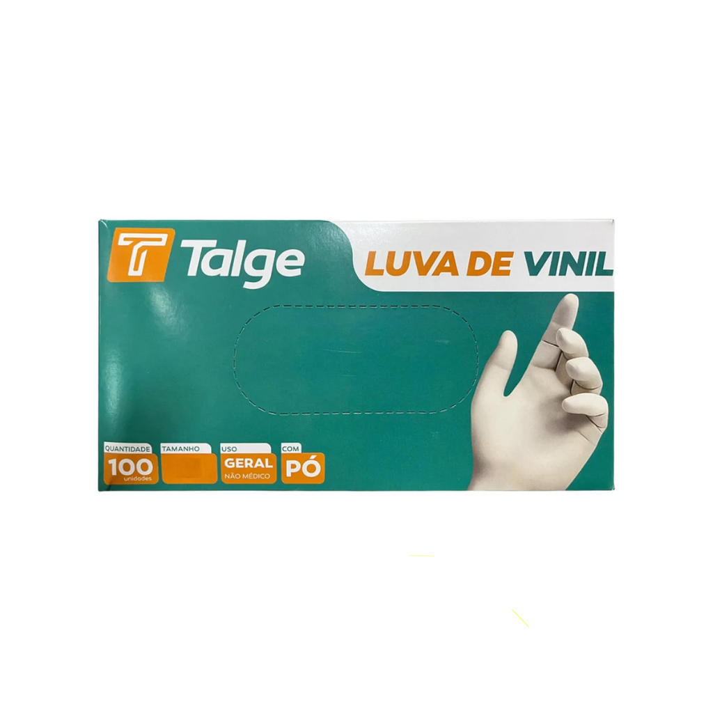Luva Vinil Tamanho P Talcada Talge Cx. 100 Unidades